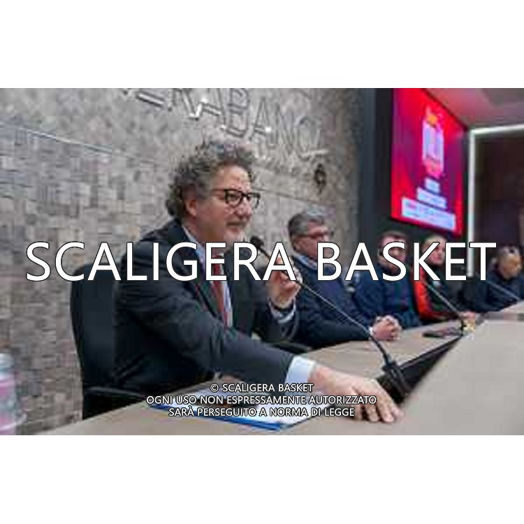 Media Day presentazione Coppa Italia LNP Old Wilde West Rimini 2026 Interventi di coach e capitani di Serie A2 Tezenis Verona/Victoria Libertas Pesaro/Valtur Brindisi/Dole Basket Rimini Serie B Nazionale Elachem Vigevano 1955/Verodol CBD Pielle Livorno/Virtus GVM Roma 1960/La Tecnica Gema Montecatini Rimini. 09/03/2026 Foto Roberto Masi/Ciamillo-Castoria