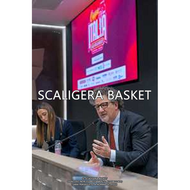Media Day presentazione Coppa Italia LNP Old Wilde West Rimini 2026 Interventi di coach e capitani di Serie A2 Tezenis Verona/Victoria Libertas Pesaro/Valtur Brindisi/Dole Basket Rimini Serie B Nazionale Elachem Vigevano 1955/Verodol CBD Pielle Livorno/Virtus GVM Roma 1960/La Tecnica Gema Montecatini Rimini. 09/03/2026 Foto Roberto Masi/Ciamillo-Castoria