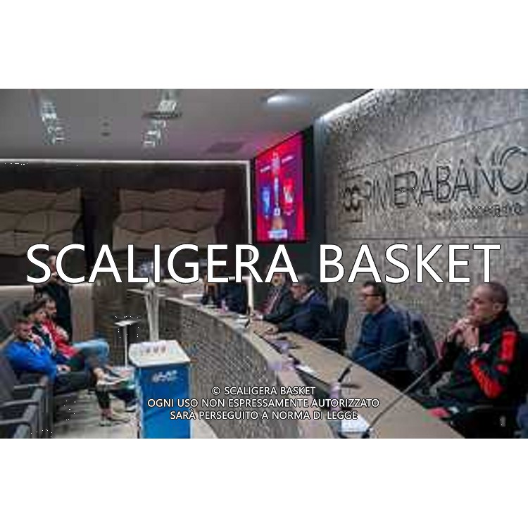 Media Day presentazione Coppa Italia LNP Old Wilde West Rimini 2026 Interventi di coach e capitani di Serie A2 Tezenis Verona/Victoria Libertas Pesaro/Valtur Brindisi/Dole Basket Rimini Serie B Nazionale Elachem Vigevano 1955/Verodol CBD Pielle Livorno/Virtus GVM Roma 1960/La Tecnica Gema Montecatini Rimini. 09/03/2026 Foto Roberto Masi/Ciamillo-Castoria