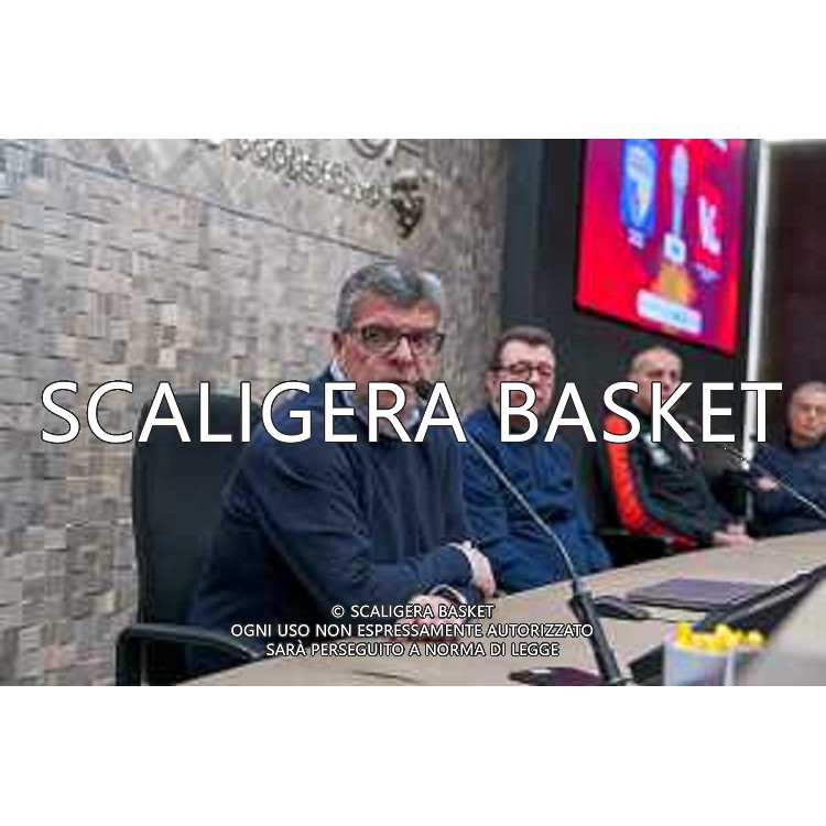 Media Day presentazione Coppa Italia LNP Old Wilde West Rimini 2026 Interventi di coach e capitani di Serie A2 Tezenis Verona/Victoria Libertas Pesaro/Valtur Brindisi/Dole Basket Rimini Serie B Nazionale Elachem Vigevano 1955/Verodol CBD Pielle Livorno/Virtus GVM Roma 1960/La Tecnica Gema Montecatini Rimini. 09/03/2026 Foto Roberto Masi/Ciamillo-Castoria